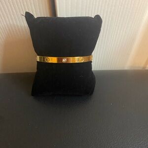 Gold Bracelet with Diamond and 4 Leaf Clover Accents